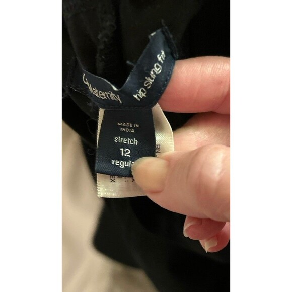 Gap Maternity Black Pants Hip Slung Fit SZ 12 Cotton Nylon Blend Wide Leg Flare - Picture 6 of 8